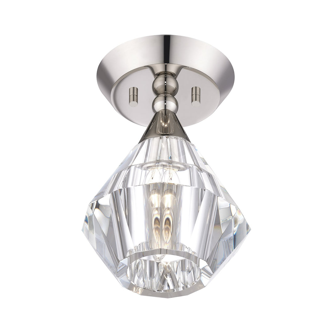 1 Light Polished Nickel Crystal Semi-Flush