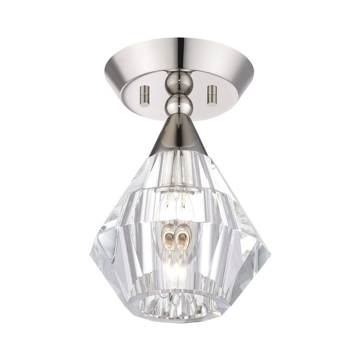 1 Light Polished Nickel Crystal Semi-Flush