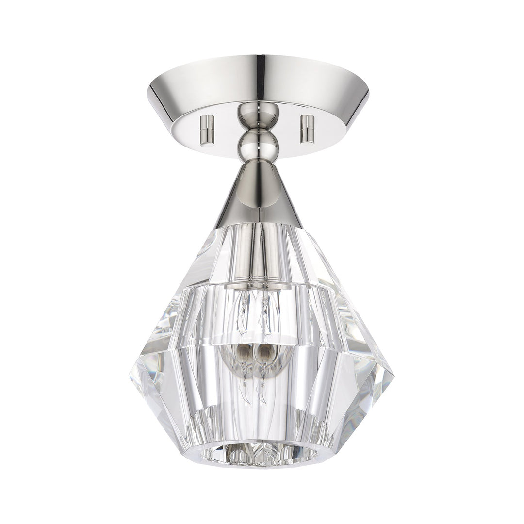 1 Light Polished Nickel Crystal Semi-Flush