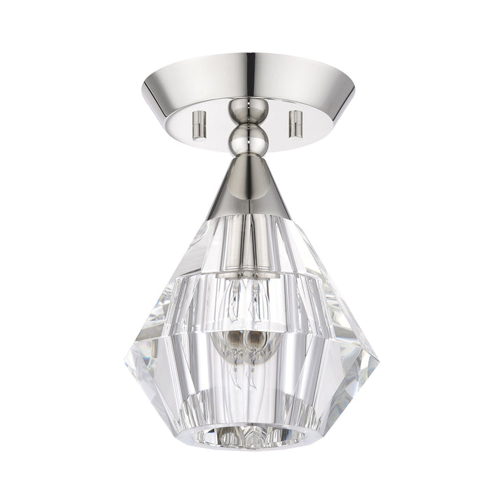 1 Light Polished Nickel Crystal Semi-Flush