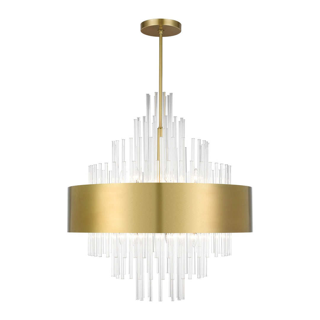 14 Light Natural Brass Large Pendant Chandelier by Livex Lighting