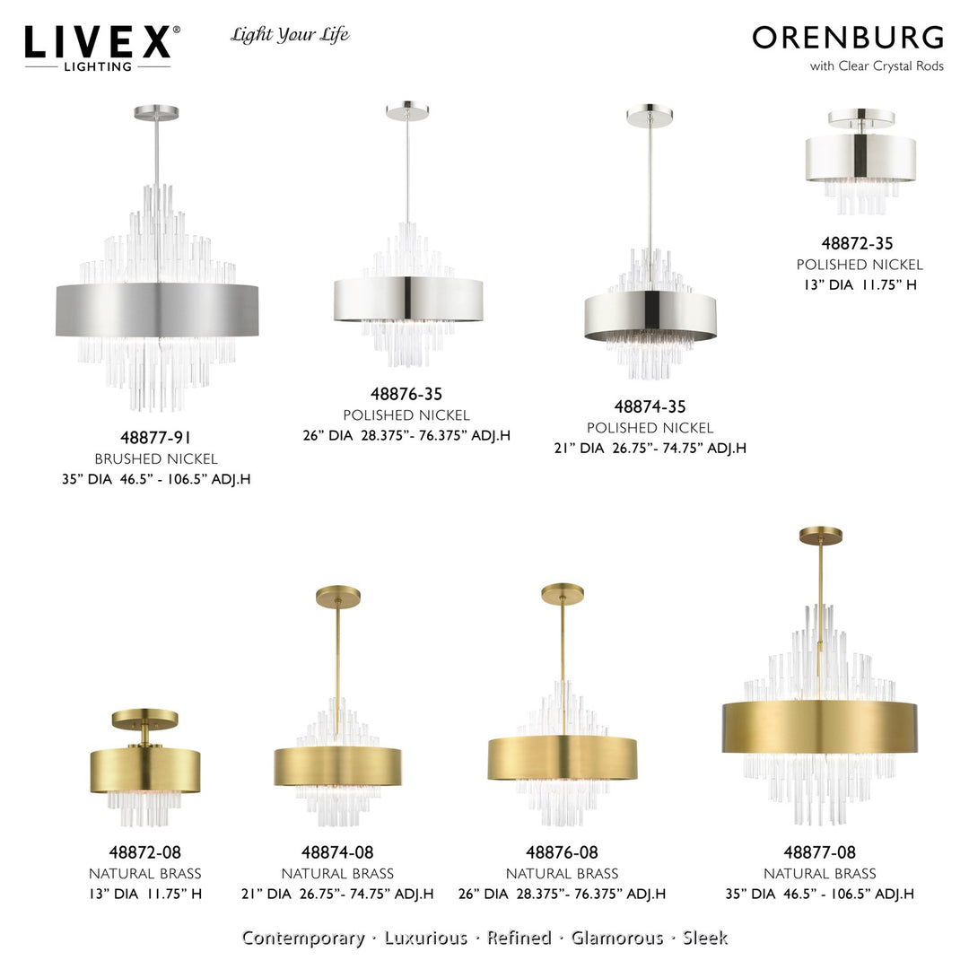 14 Light Natural Brass Large Pendant Chandelier