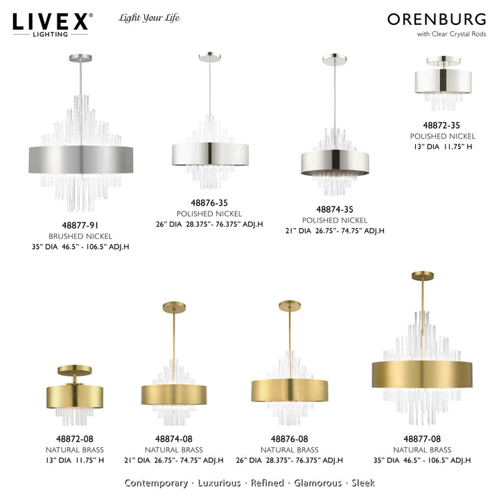 14 Light Natural Brass Large Pendant Chandelier