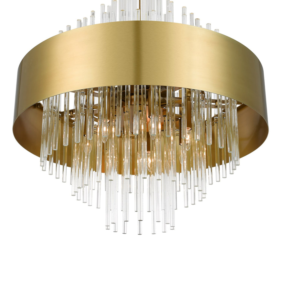 14 Light Natural Brass Large Pendant Chandelier