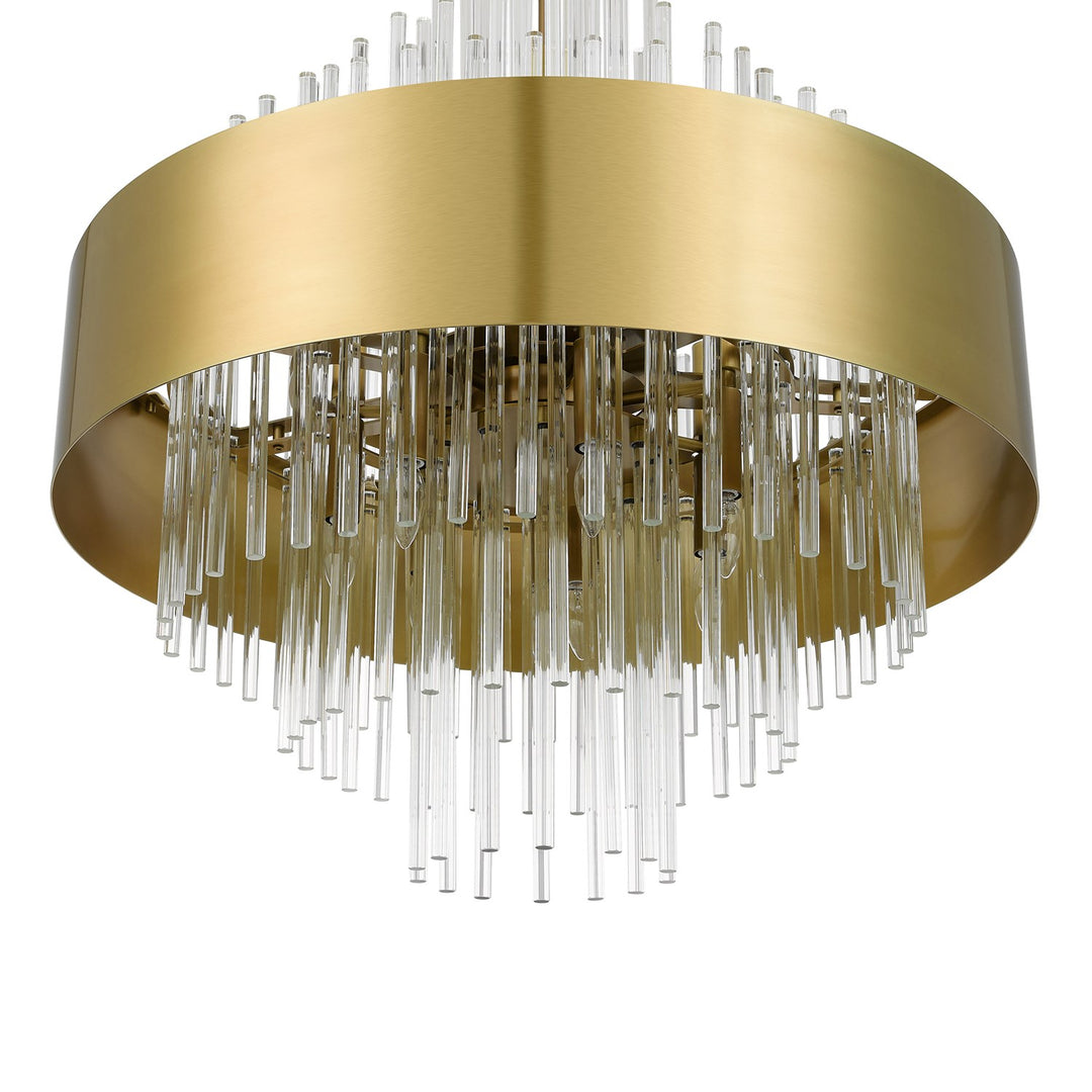 14 Light Natural Brass Large Pendant Chandelier