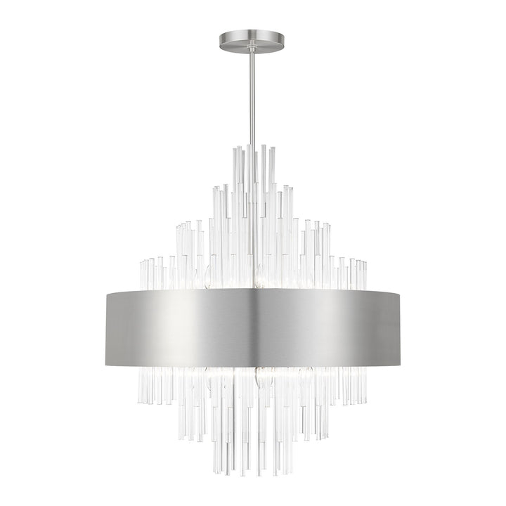 14 Light Brushed Nickel Large Pendant Chandelier by Livex Lighting