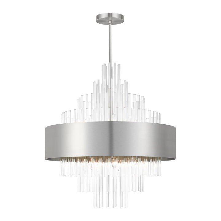 14 Light Brushed Nickel Large Pendant Chandelier