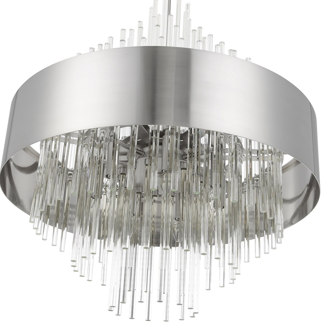 14 Light Brushed Nickel Large Pendant Chandelier
