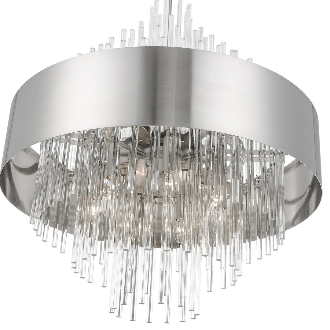 14 Light Brushed Nickel Large Pendant Chandelier