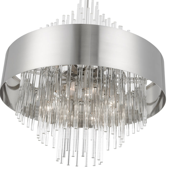 14 Light Brushed Nickel Large Pendant Chandelier