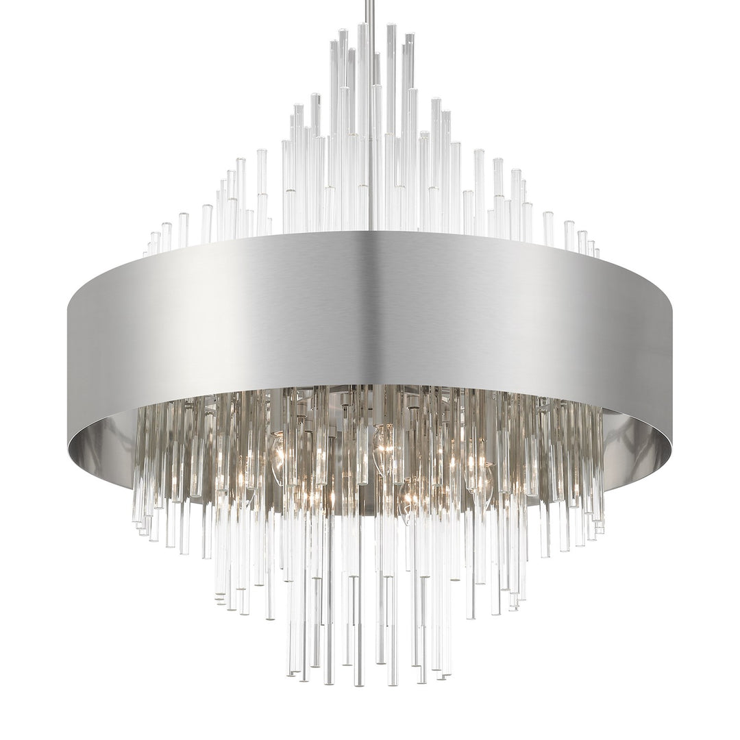 14 Light Brushed Nickel Large Pendant Chandelier