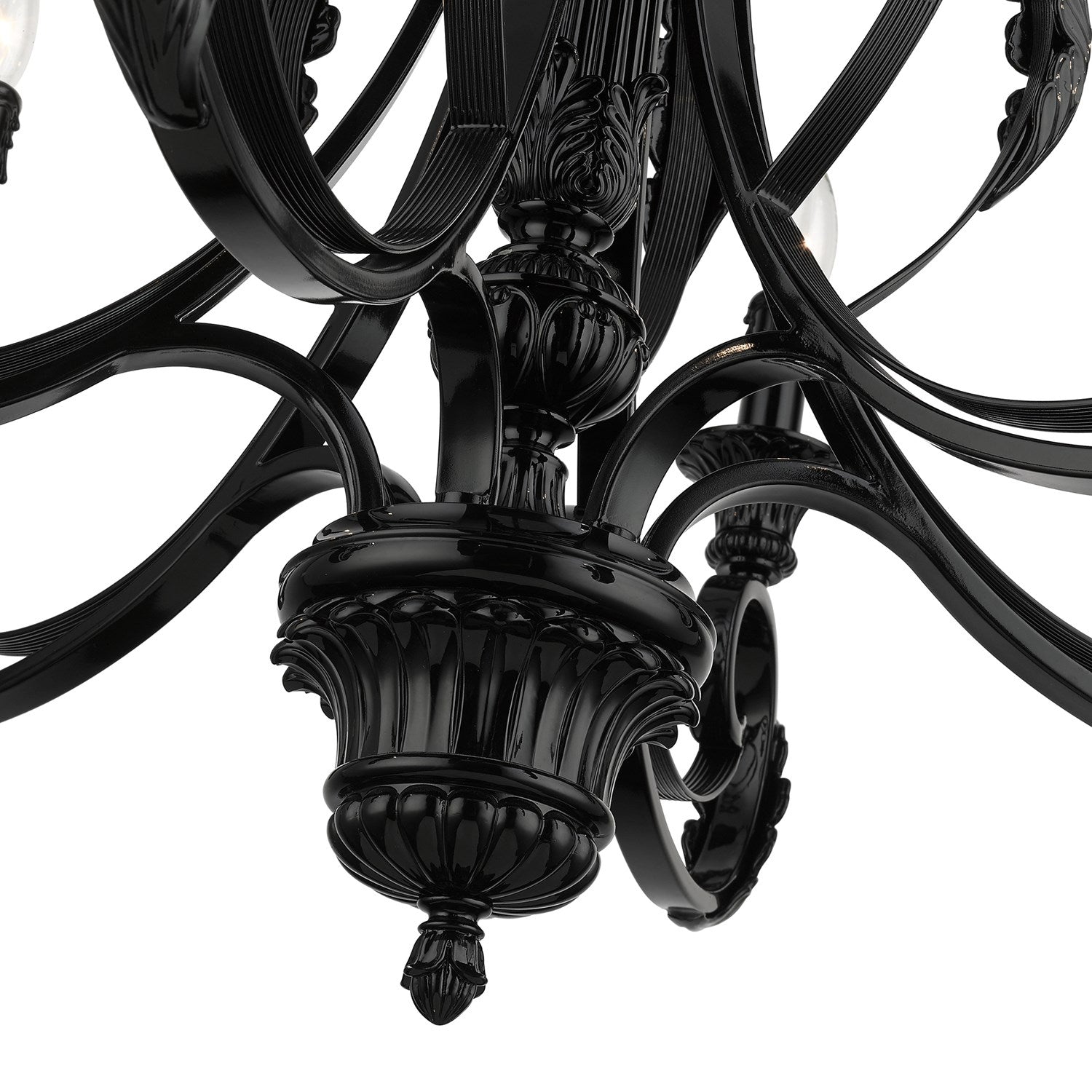 6 Light Shiny Black Large Chandelier