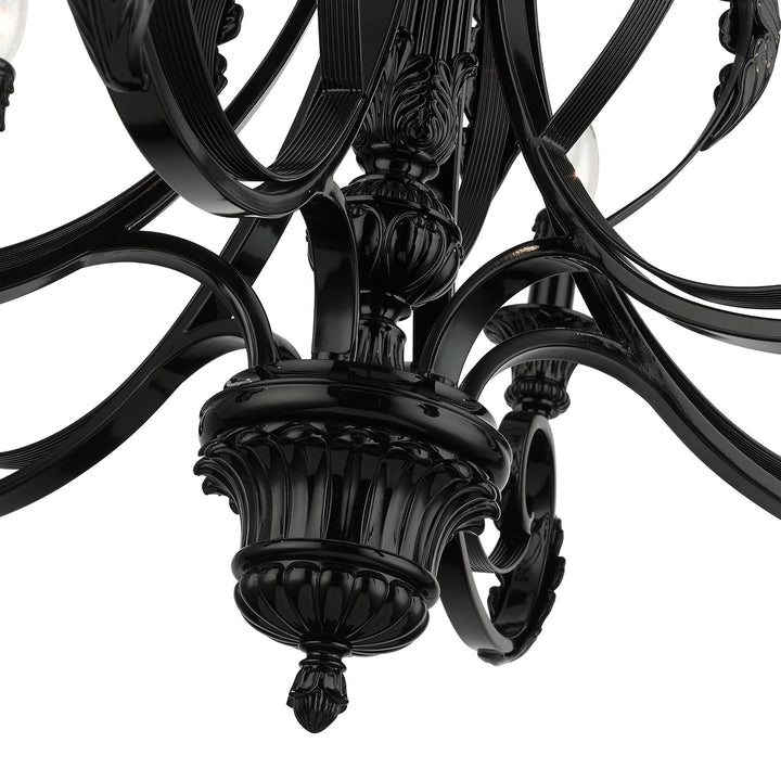 6 Light Shiny Black Large Chandelier