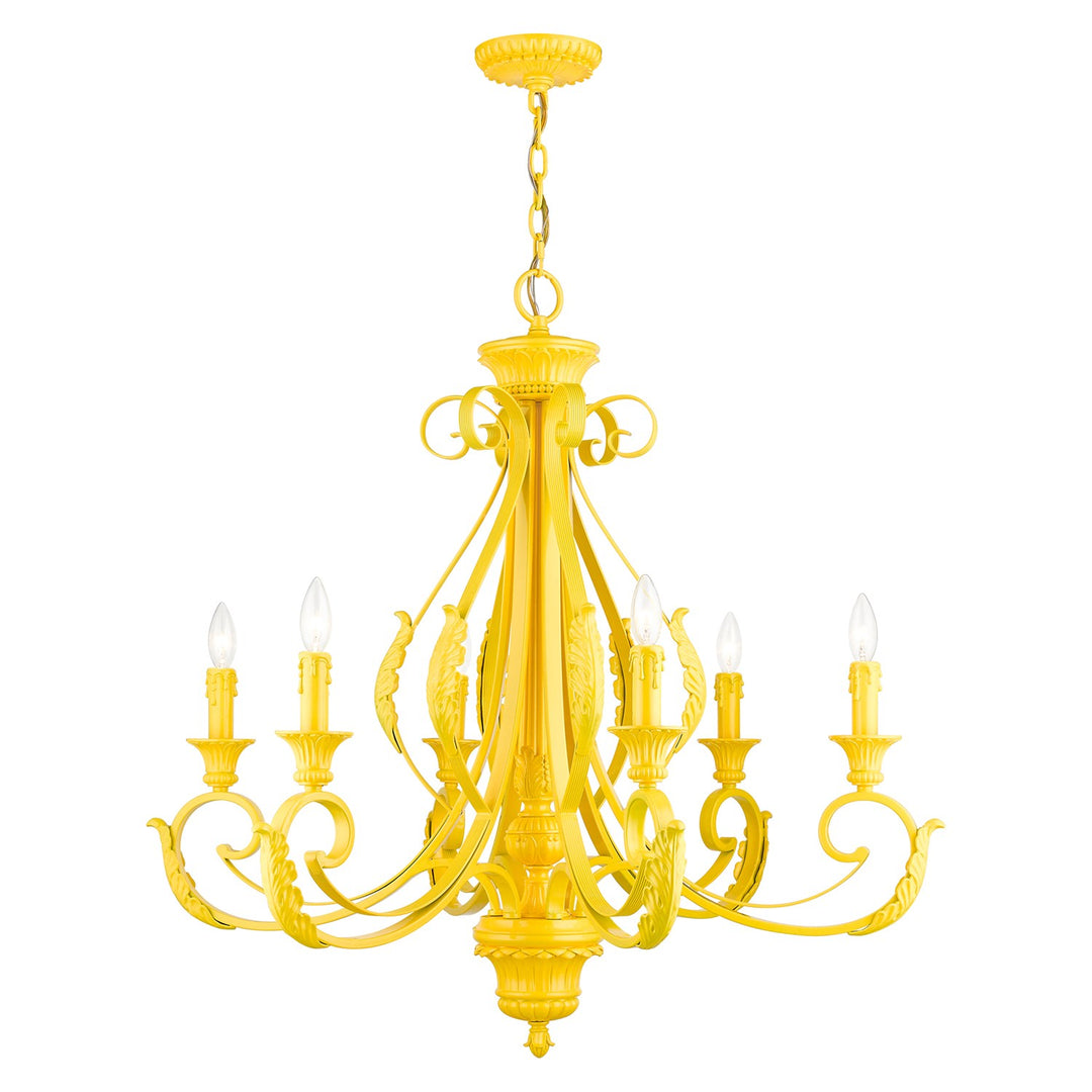 6 Light Shiny Yellow Large Chandelier by Livex Lighting