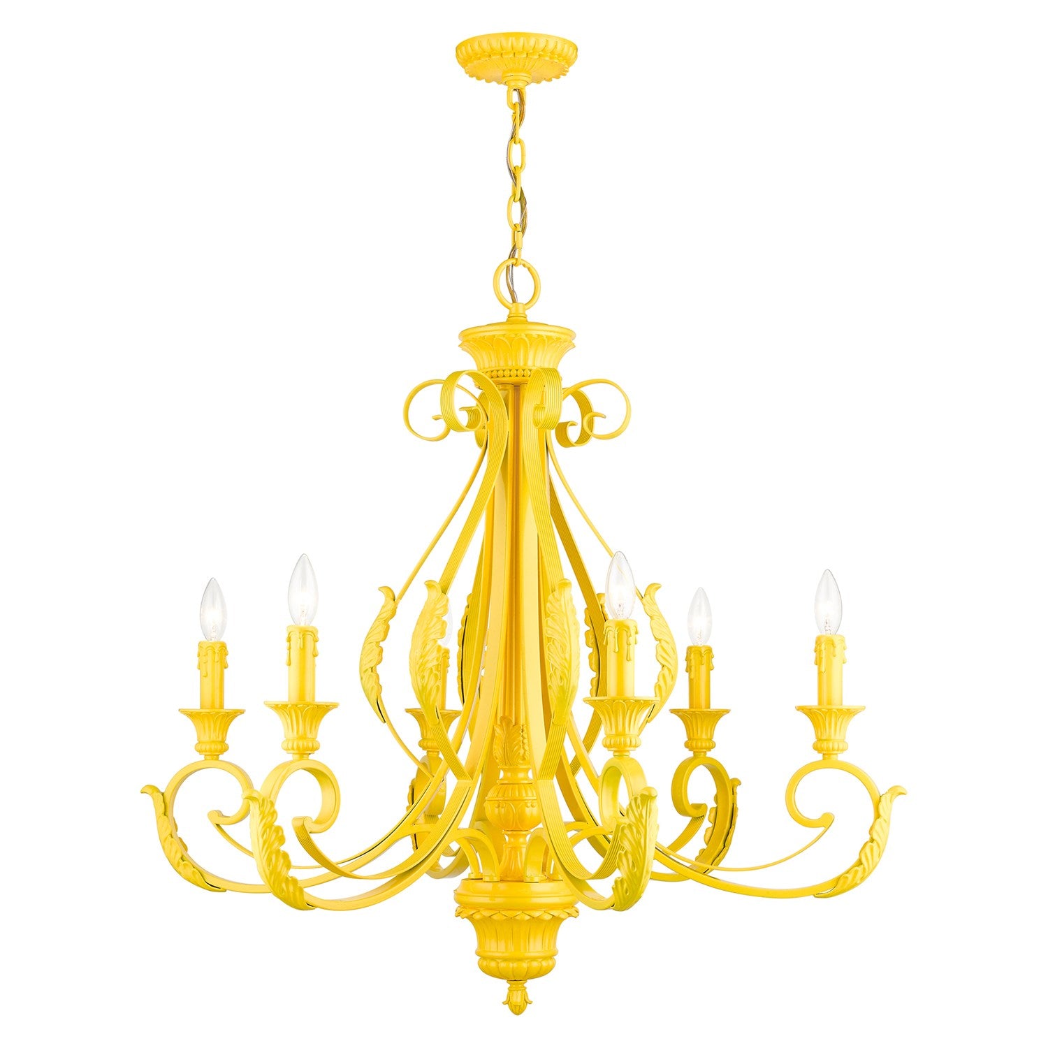 6 Light Shiny Yellow Large Chandelier by Livex Lighting