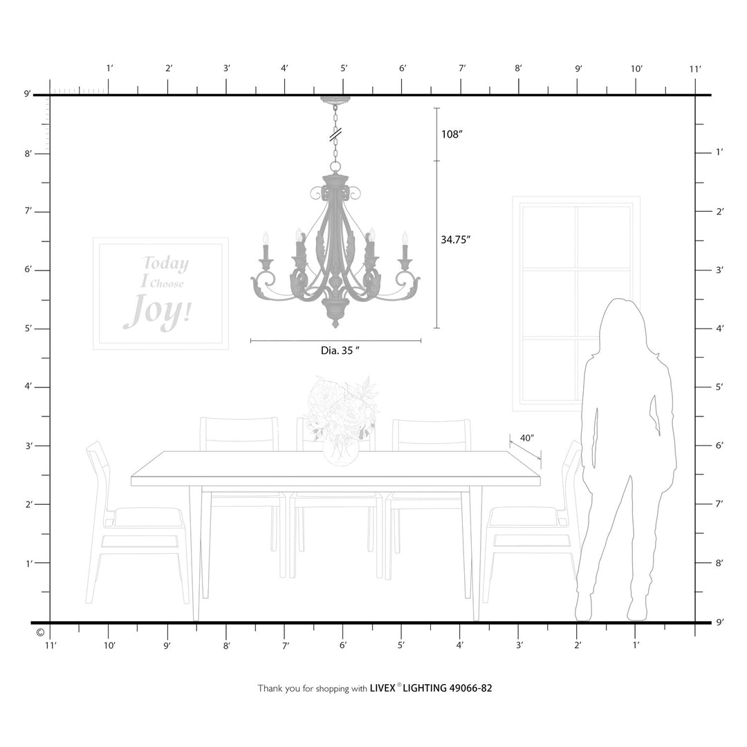 6 Light Shiny Yellow Large Chandelier