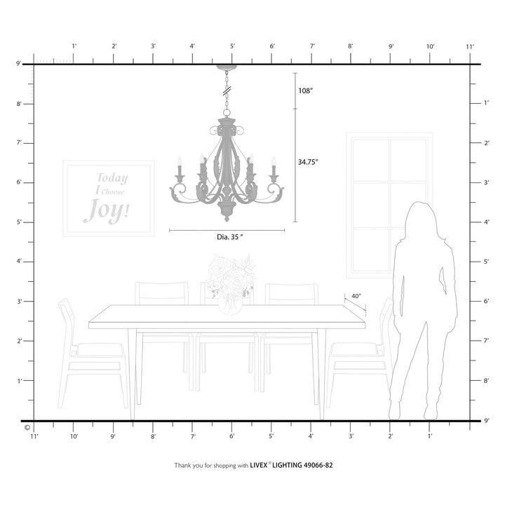 6 Light Shiny Yellow Large Chandelier