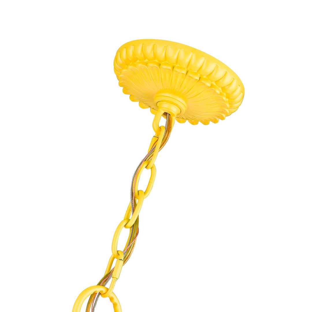 6 Light Shiny Yellow Large Chandelier
