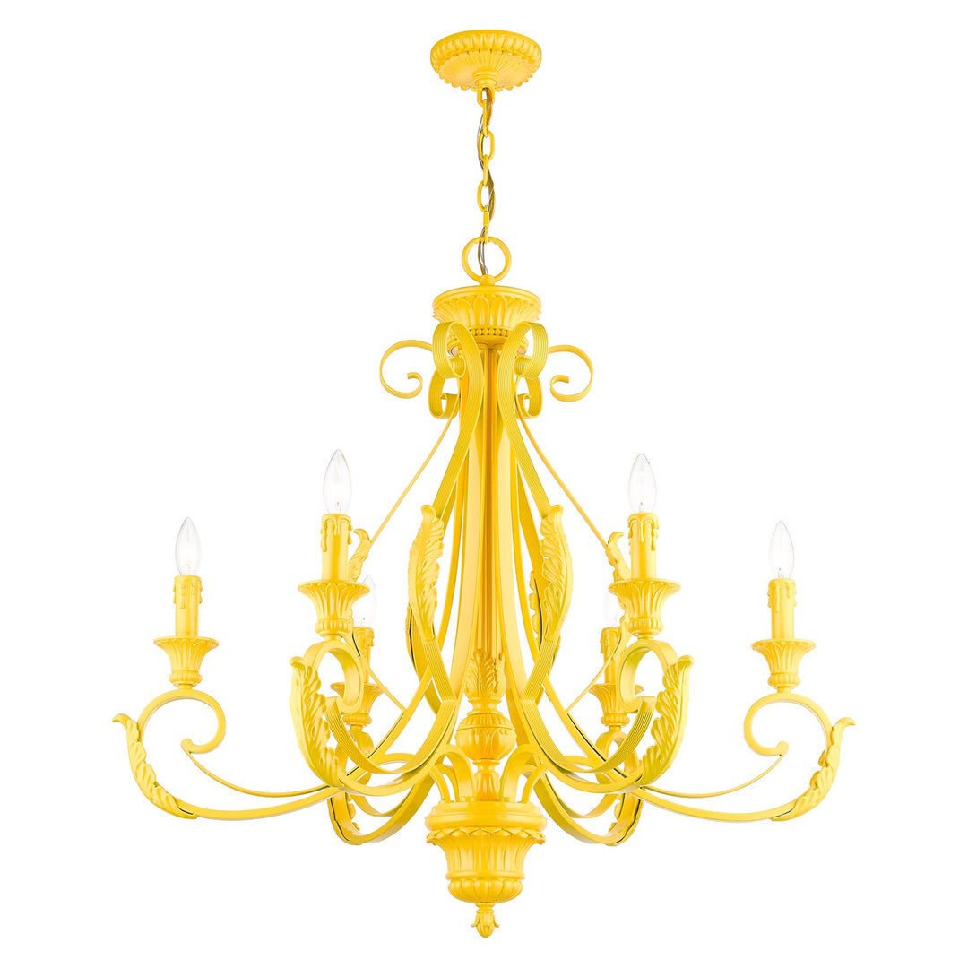 6 Light Shiny Yellow Large Chandelier