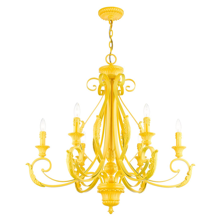 6 Light Shiny Yellow Large Chandelier