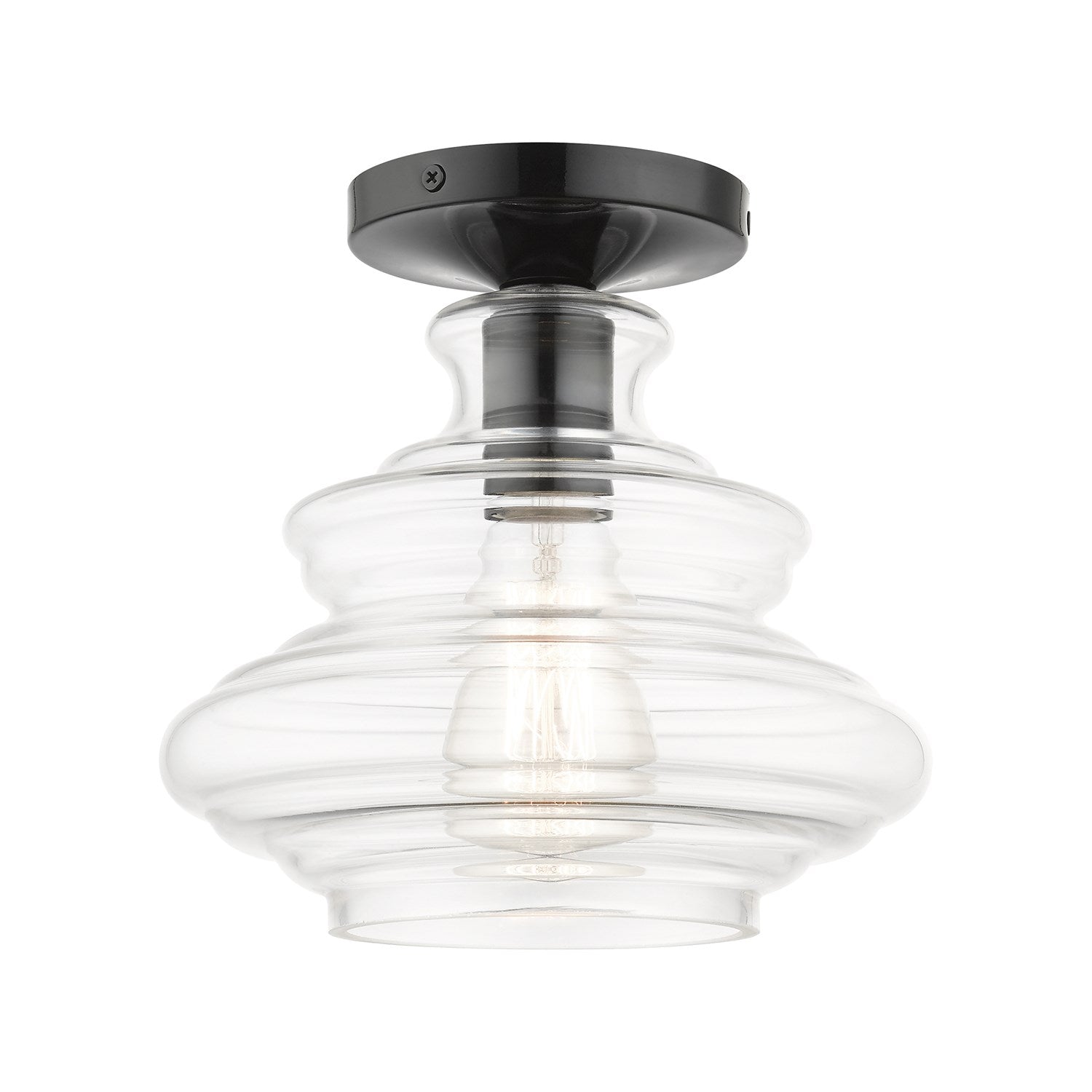 1 Light Shiny Black Semi-Flush With Chrome Finish Accents by Livex Lighting