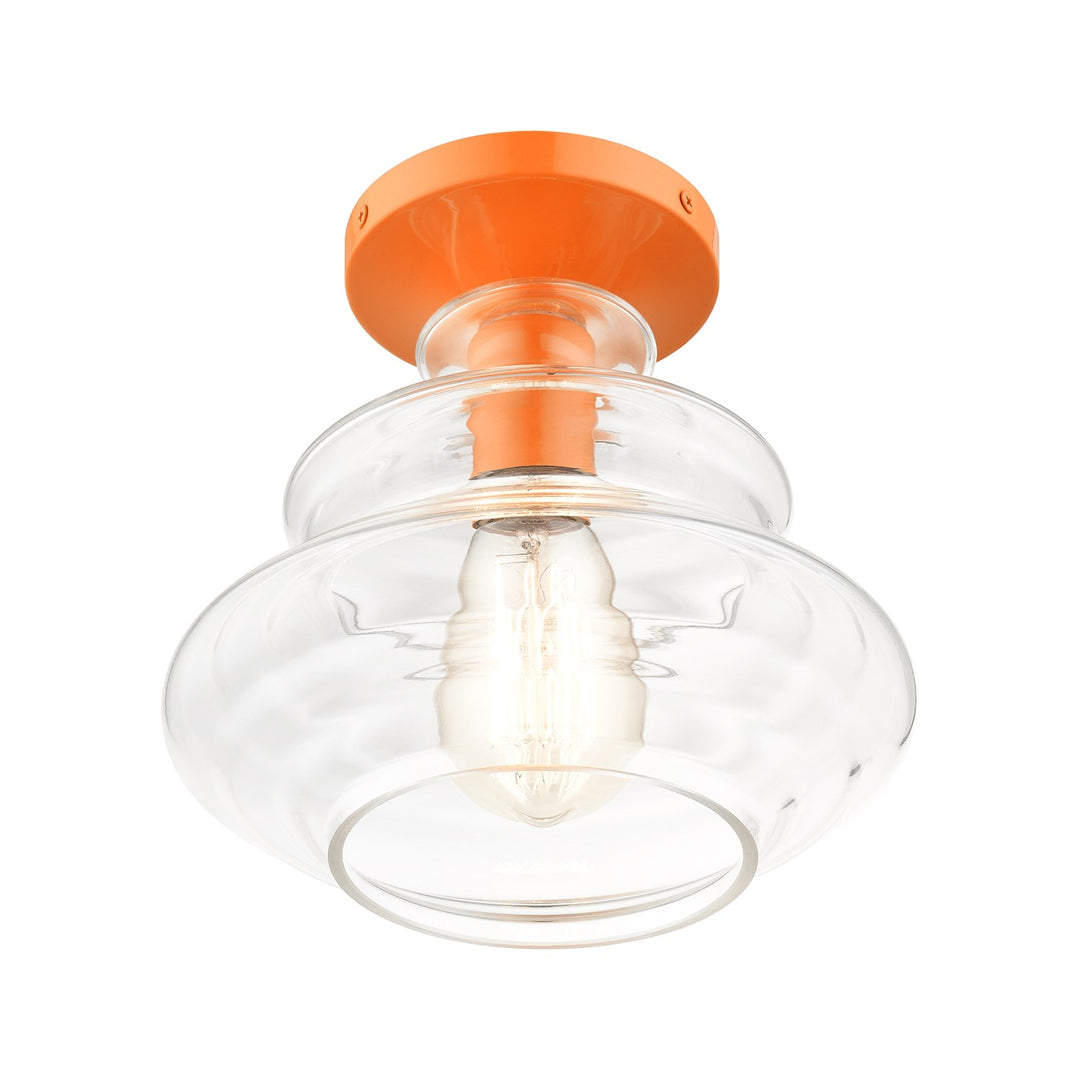 1 Light Shiny Orange Semi-Flush