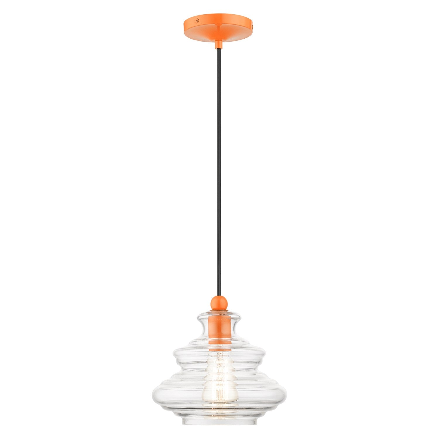 1 Light Shiny Orange Pendant by Livex Lighting