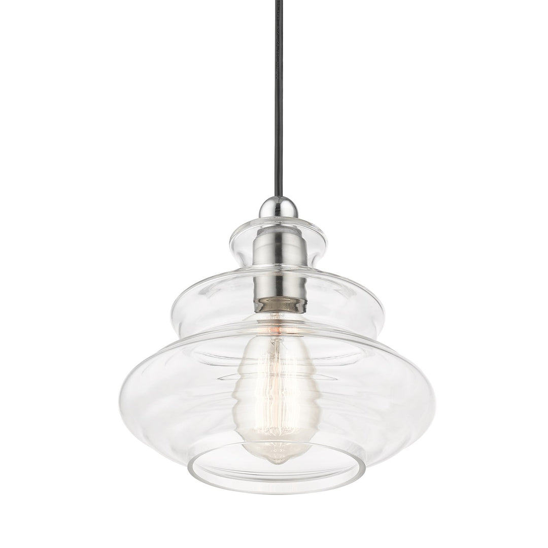 1 Light Brushed Nickel Pendant With Chrome Finish Accents