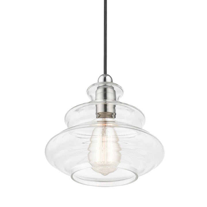 1 Light Brushed Nickel Pendant With Chrome Finish Accents
