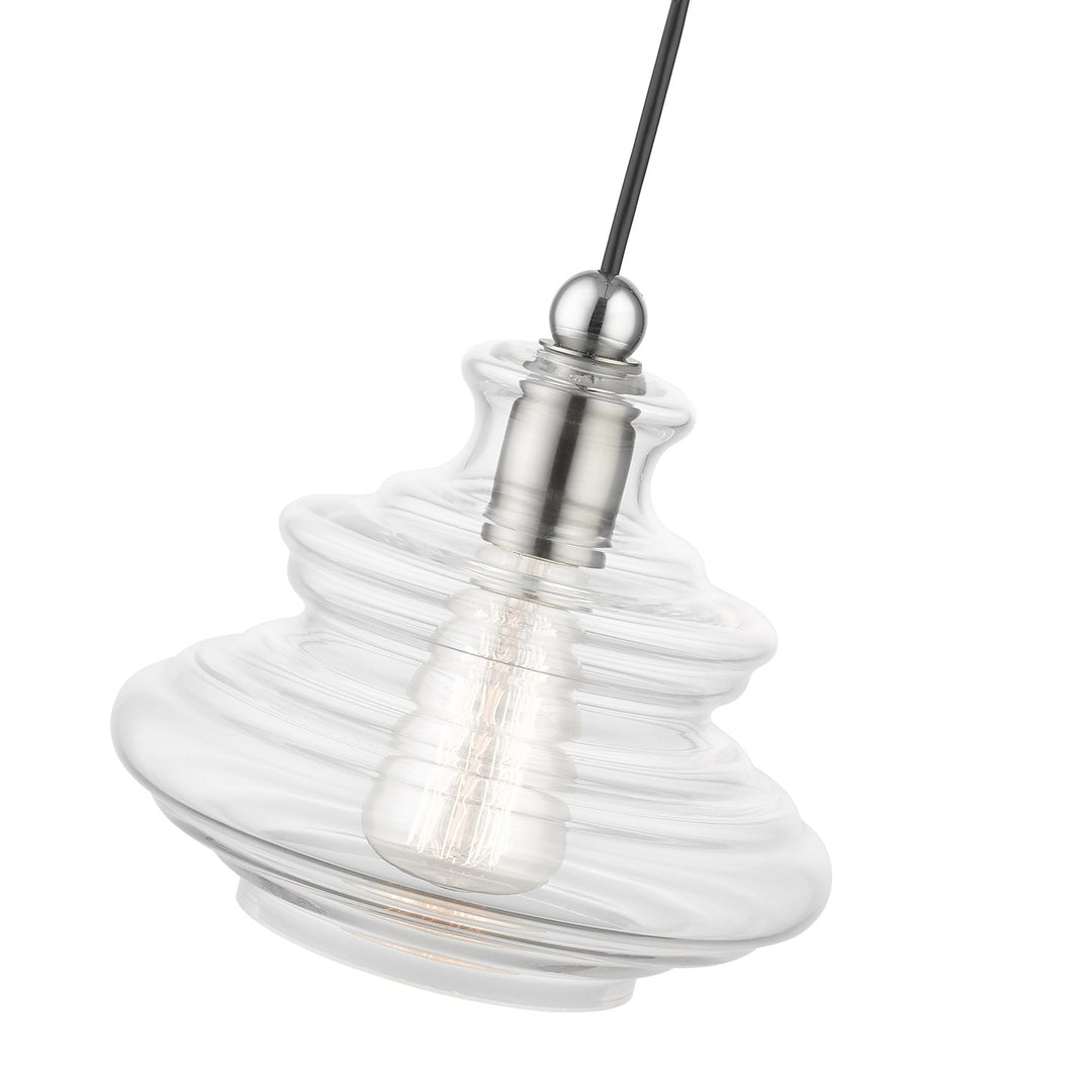 1 Light Brushed Nickel Pendant With Chrome Finish Accents