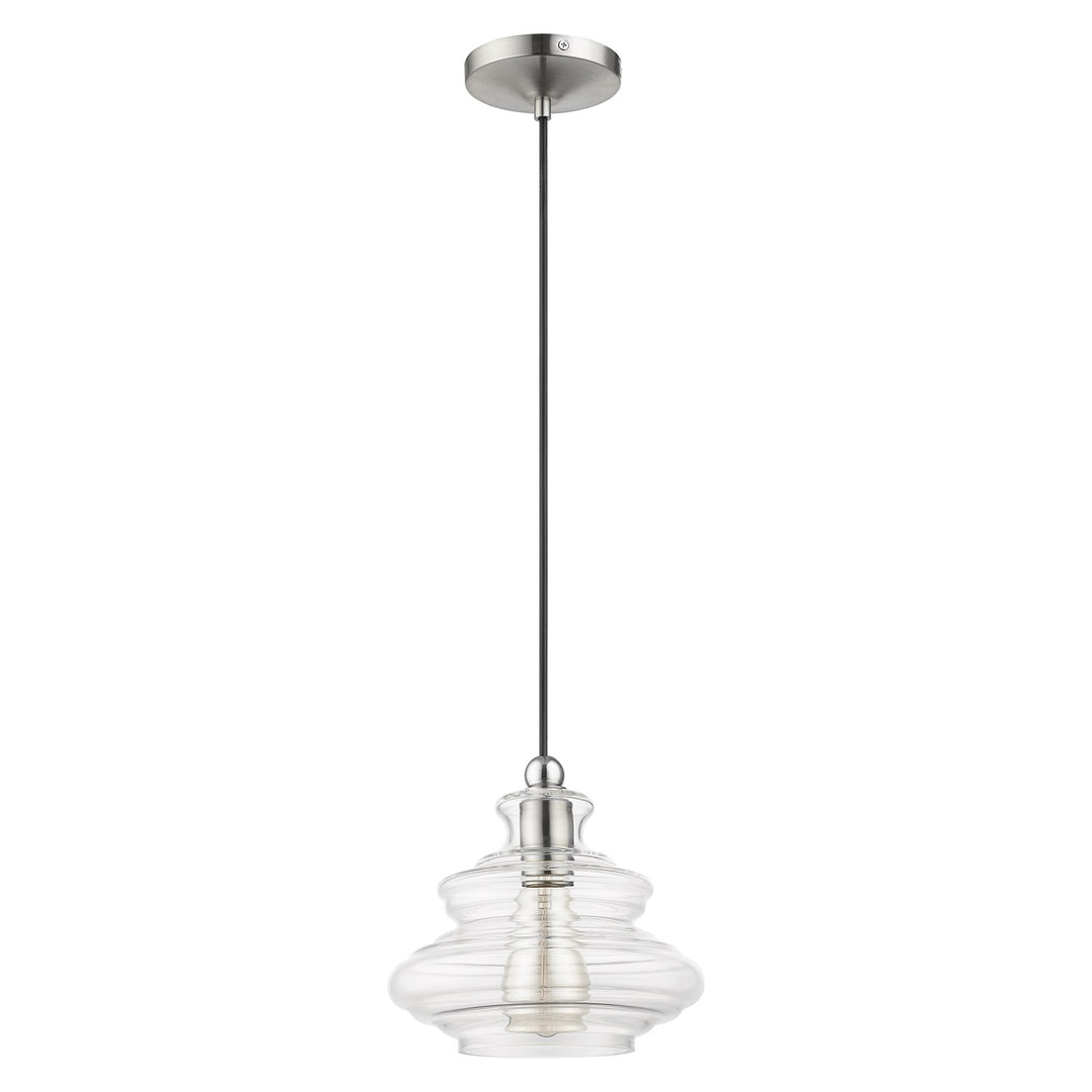 1 Light Brushed Nickel Pendant With Chrome Finish Accents