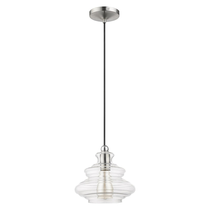 1 Light Brushed Nickel Pendant With Chrome Finish Accents