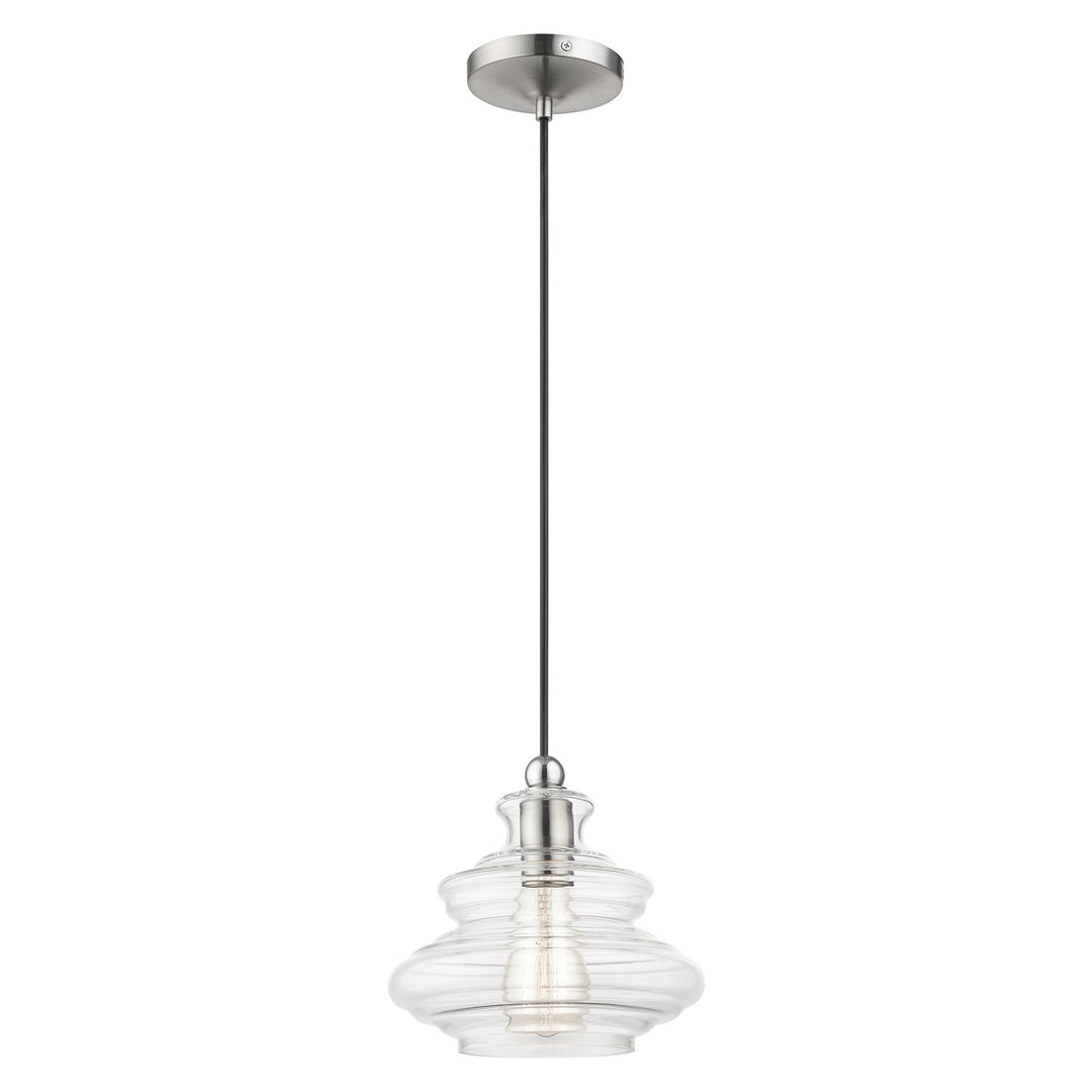 1 Light Brushed Nickel Pendant With Chrome Finish Accents