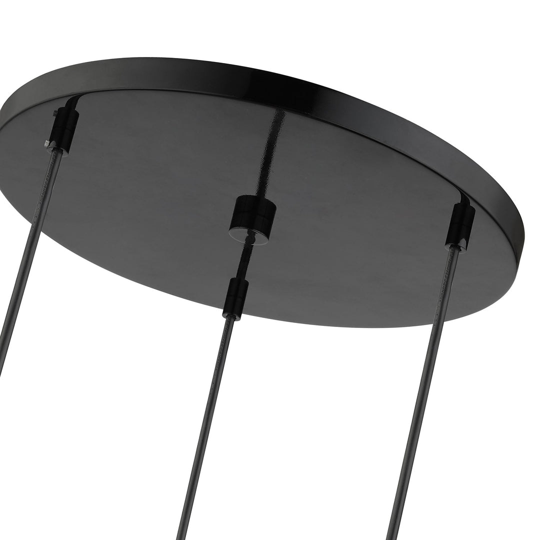 3 Light Shiny Black Pendant Chandelier With Chrome Finish Accents