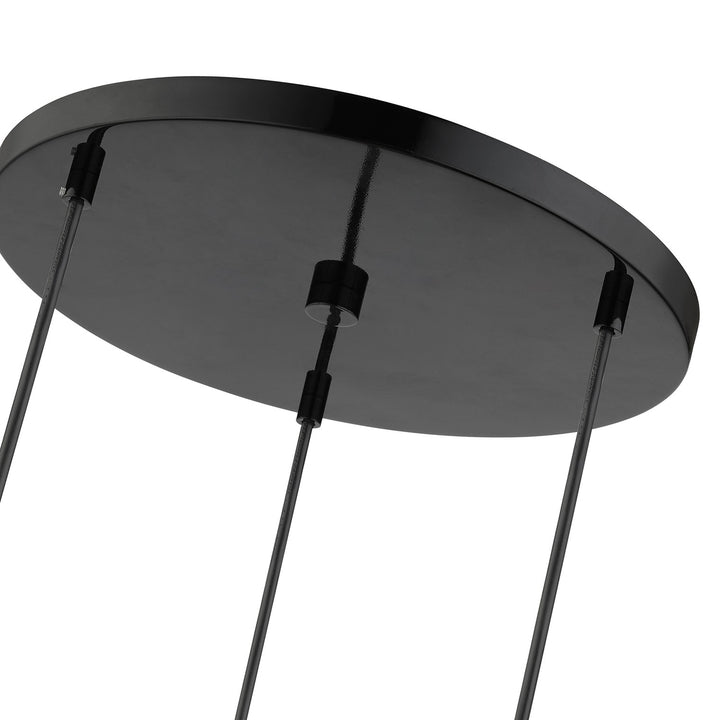3 Light Shiny Black Pendant Chandelier With Chrome Finish Accents