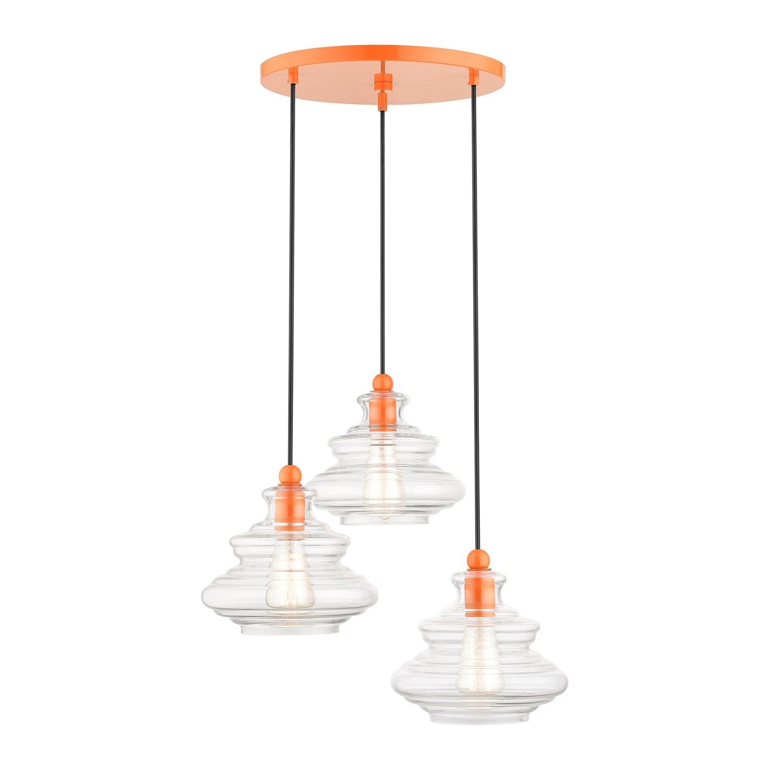 3 Light Shiny Orange Pendant Chandelier by Livex Lighting