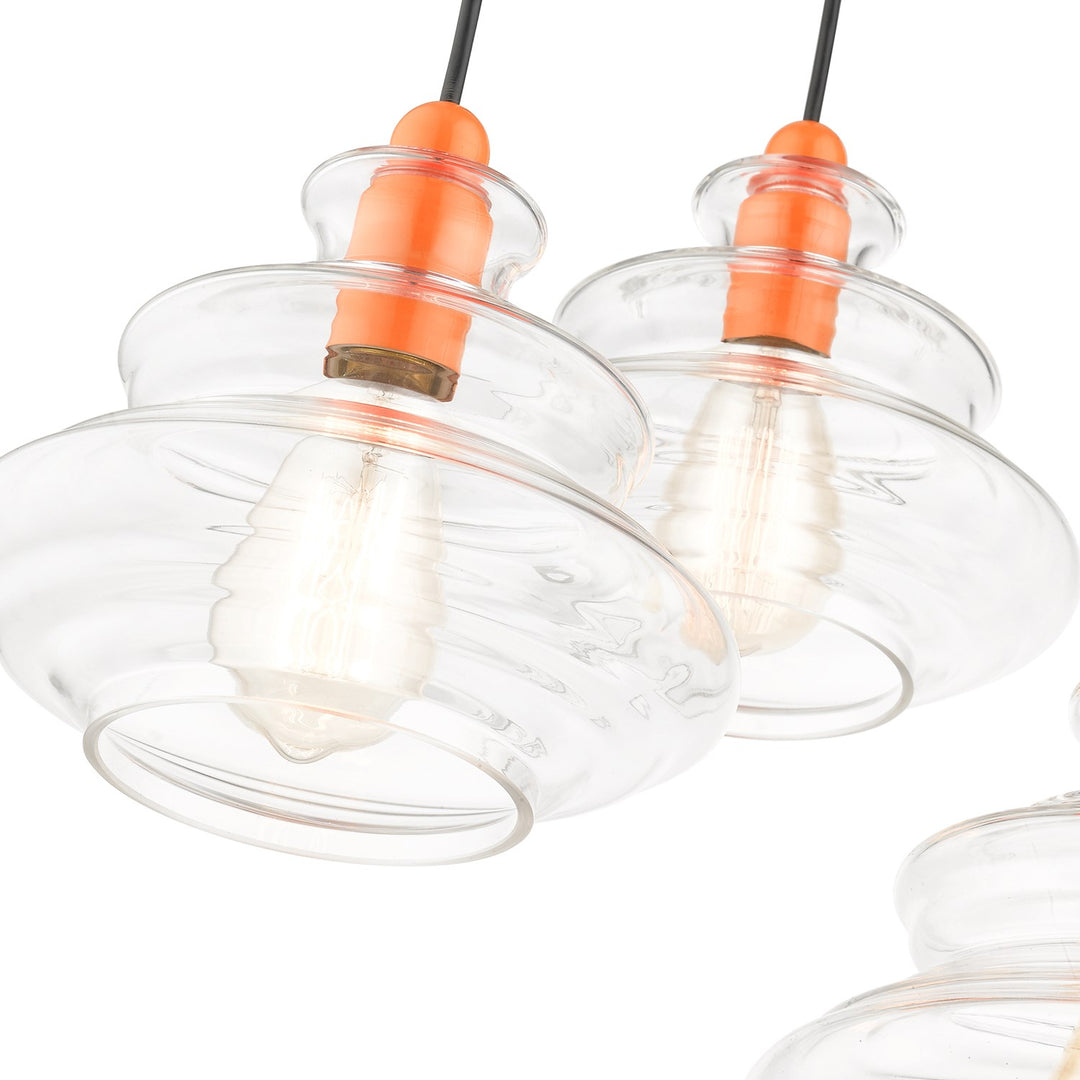 3 Light Shiny Orange Pendant Chandelier