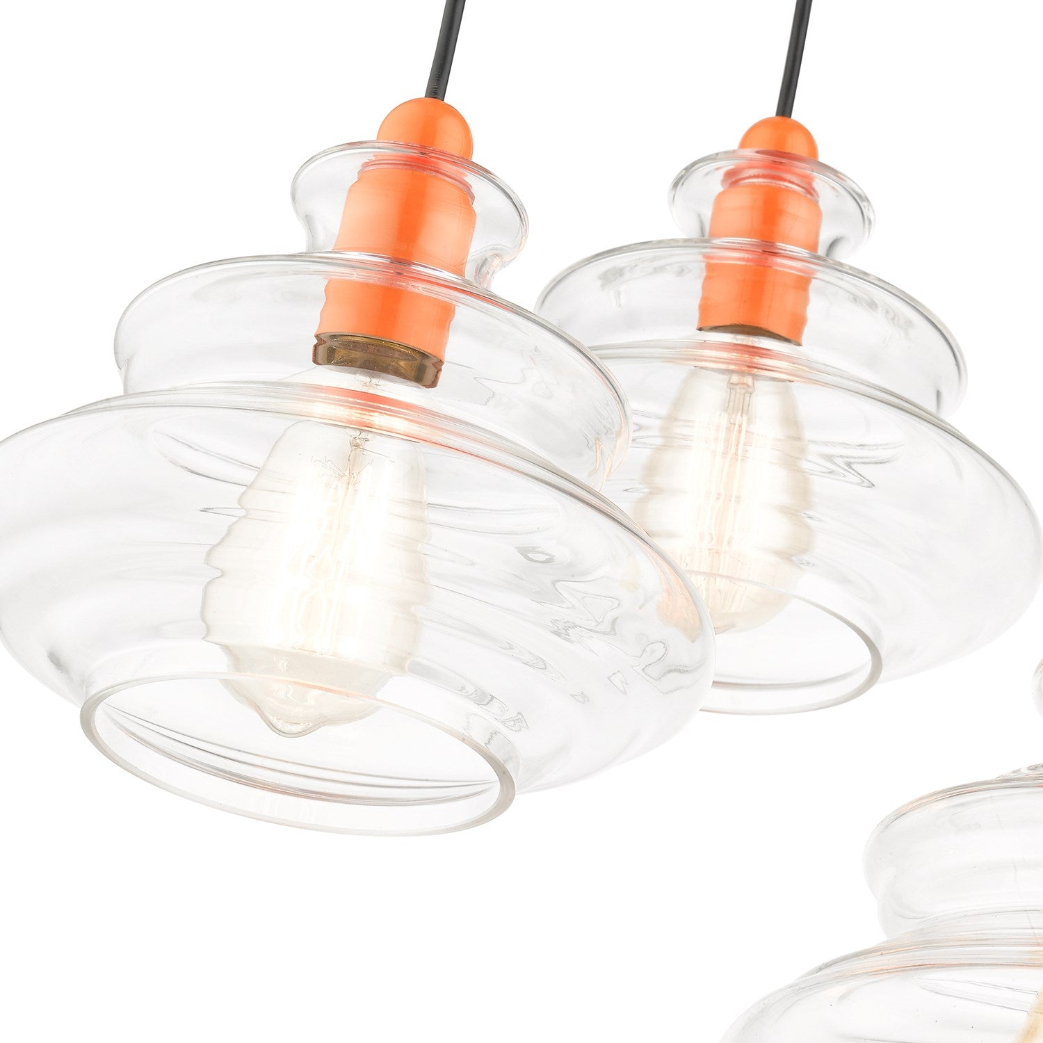 3 Light Shiny Orange Pendant Chandelier