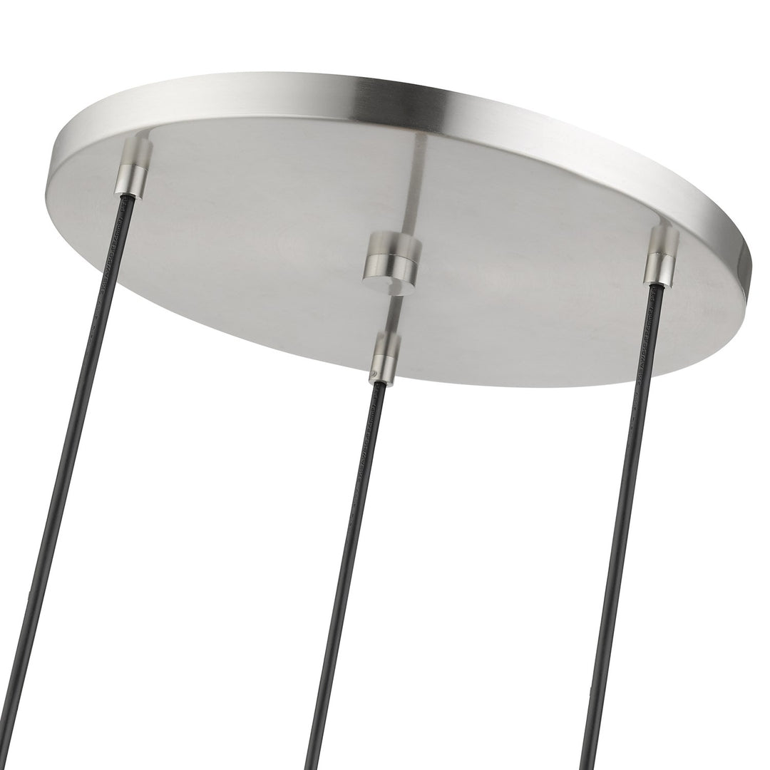 3 Light Brushed Nickel Pendant Chandelier With Chrome Finish Accents
