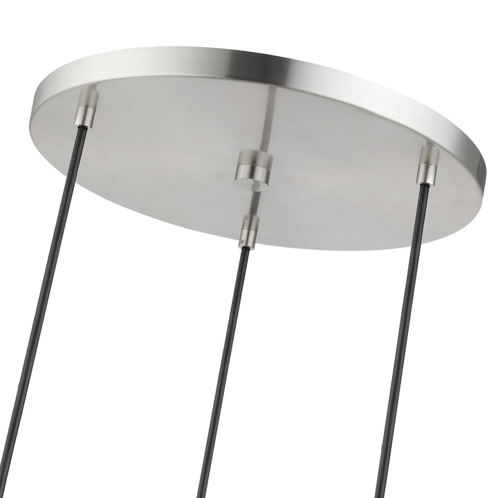 3 Light Brushed Nickel Pendant Chandelier With Chrome Finish Accents