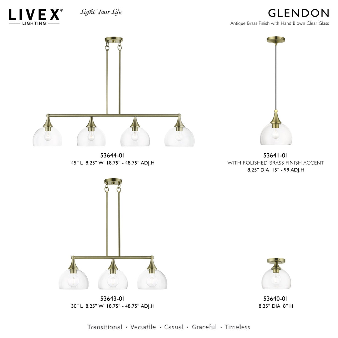 1 Light Antique Brass Semi-Flush