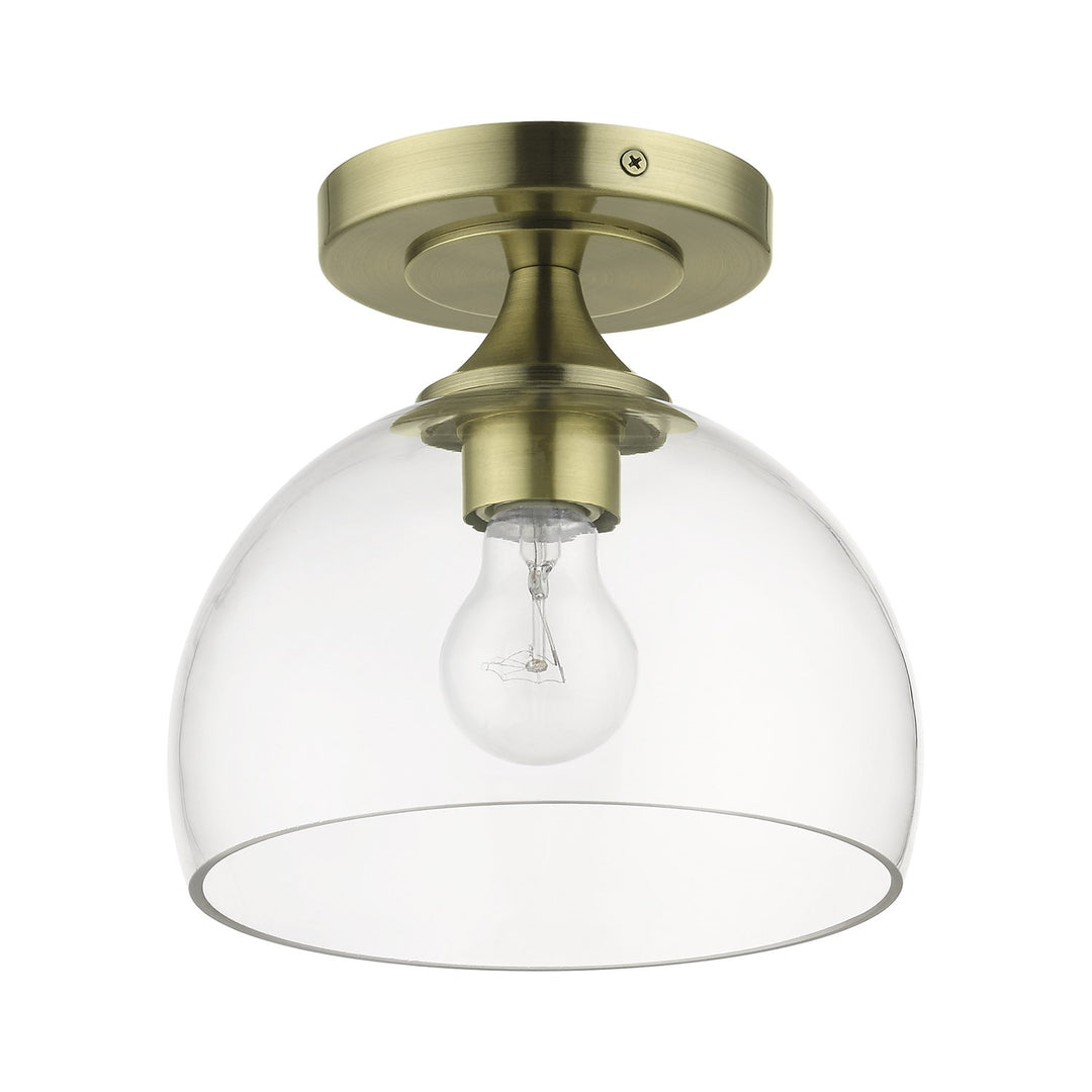 1 Light Antique Brass Semi-Flush