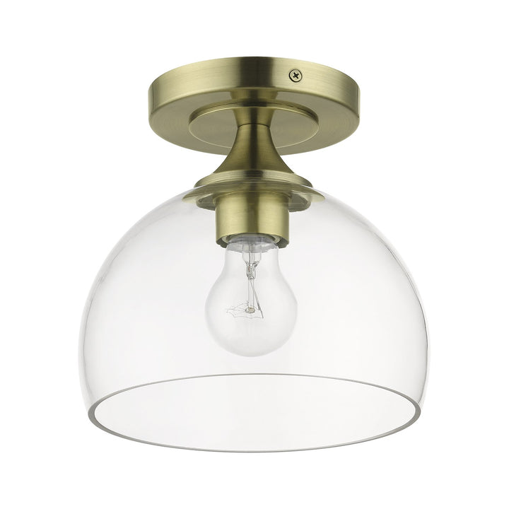 1 Light Antique Brass Semi-Flush