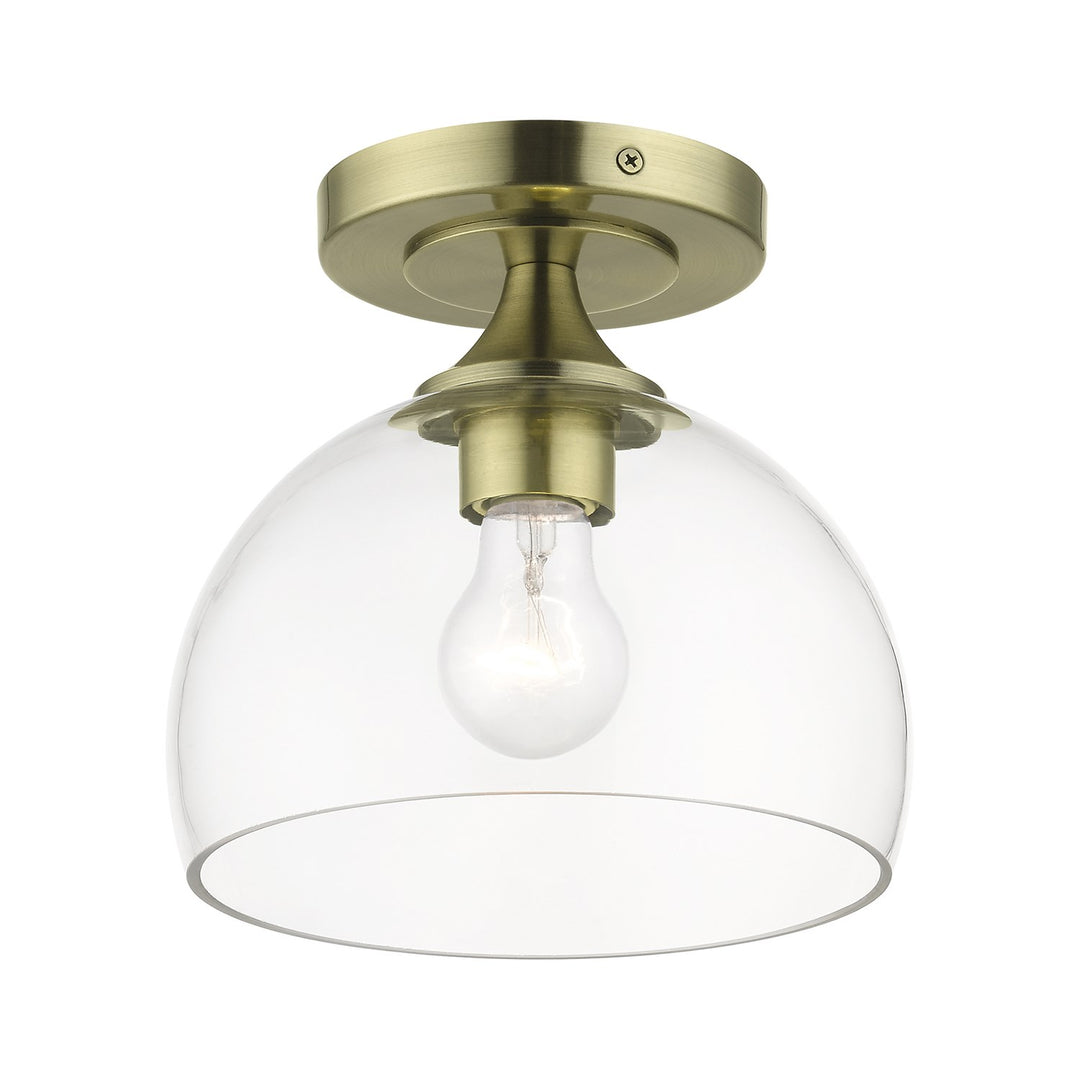 1 Light Antique Brass Semi-Flush
