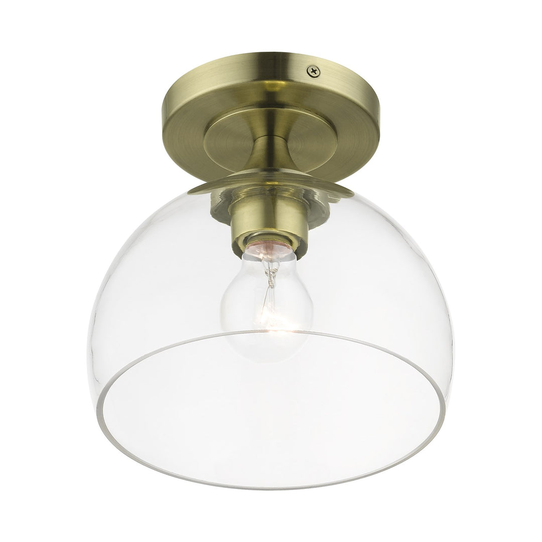 1 Light Antique Brass Semi-Flush