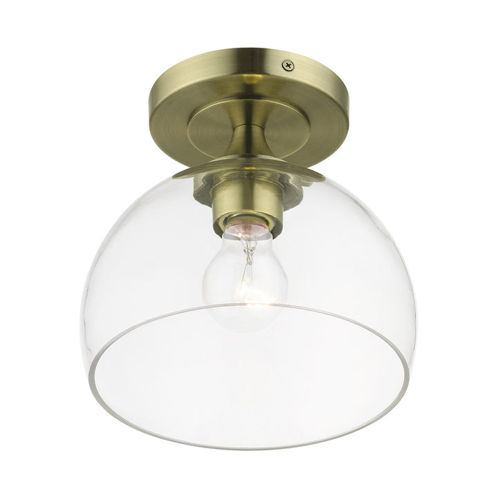 1 Light Antique Brass Semi-Flush