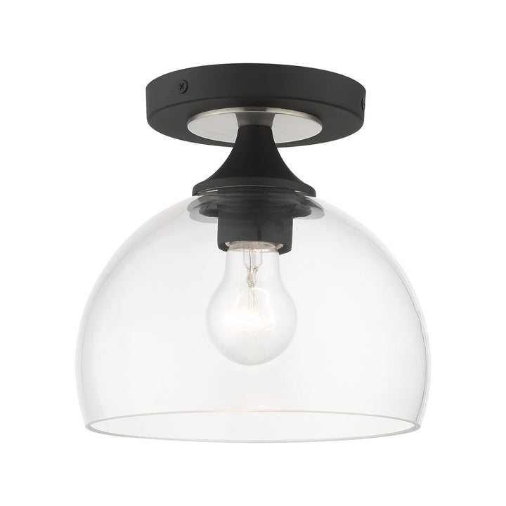 1 Light Black Semi-Flush With Brushed Nickel Finish Accents by Livex Lighting
