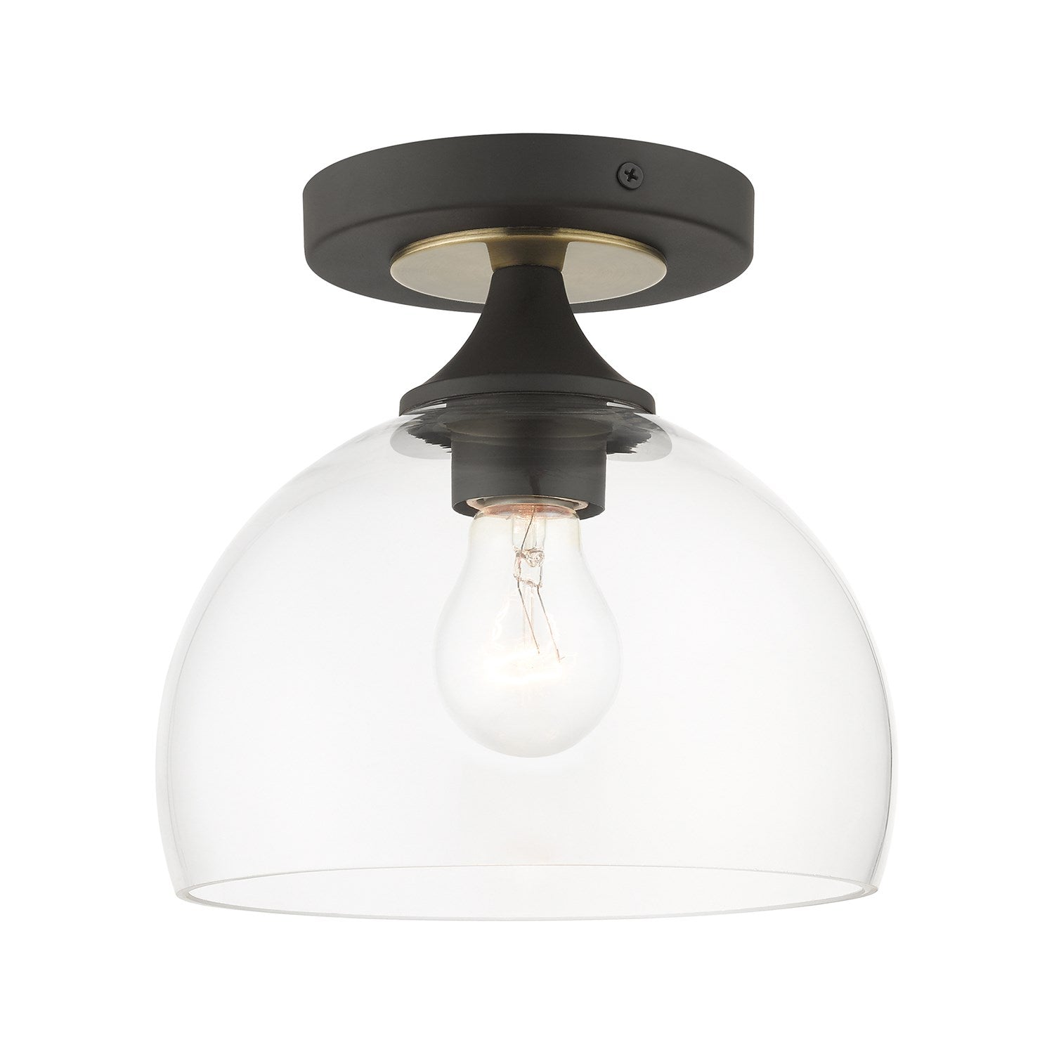 1 Light Bronze Semi-Flush With Antique Brass Accents by Livex Lighting