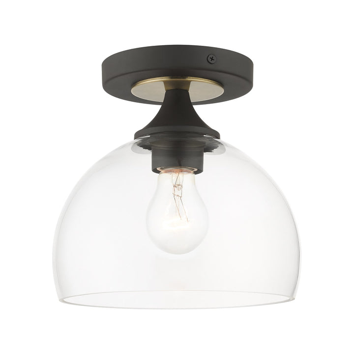 1 Light Bronze Semi-Flush With Antique Brass Accents by Livex Lighting