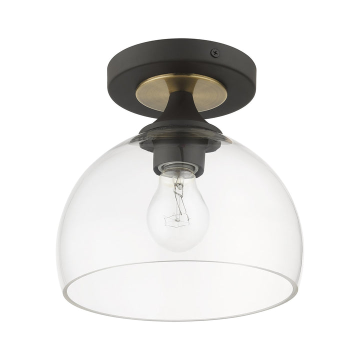 1 Light Bronze Semi-Flush With Antique Brass Accents